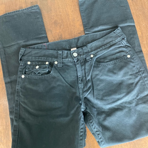 True Religion Black Straight Leg Jeans - Picture 3 of 7